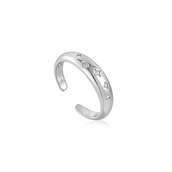 Silver Scattered Stars Adjustable Ring R034-01H