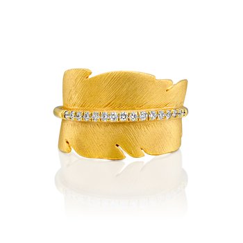 Handcrafted Feather Diamond Ring   4155