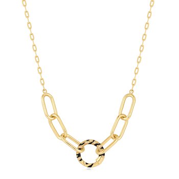 Gold Tiger Chain Charm Connector Necklace N052-03G