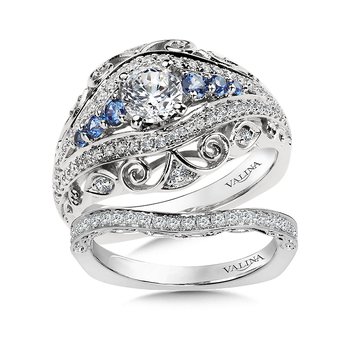 Diamond and Blue Sapphire  Engagement Ring RQ9881WP-BSA
