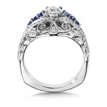 Diamond and Blue Sapphire  Engagement Ring RQ9881WP-BSA