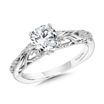 Vintage Milgrain & Filigree Accented Diamond Engagement Ring R1164W