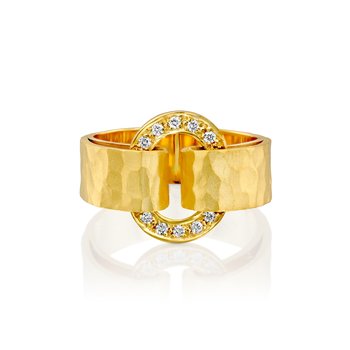 Oval Circle Pave Diamond Ring 4555