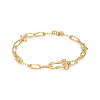Gold Stud Link Charm Bracelet B048-03G
