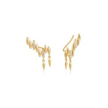 Gold Spike Climber Stud Earrings E051-03G