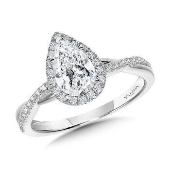 Crisscross Pear-Shaped Halo Engagement Ring  R1136W-SR