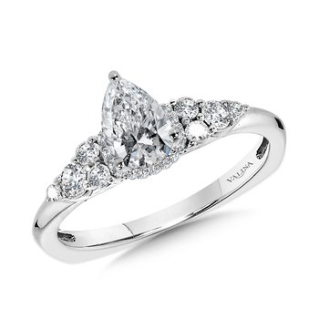 Tapered Pear Diamond Engagement Ring R1109W
