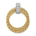 Leslie's Sterling Silver Rhodium-plated Gold-plated CZ Braided Pendant QLF864