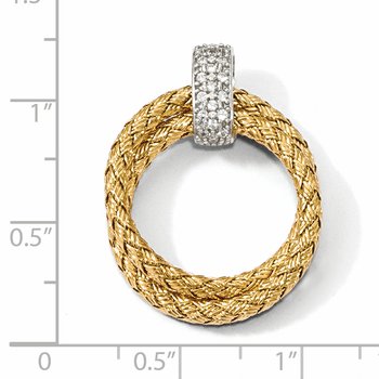 Sterling Silver Rhodium-plated Gold-plated CZ Braided Pendant QLF864