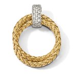 Leslie's Sterling Silver Rhodium-plated Gold-plated CZ Braided Pendant QLF864