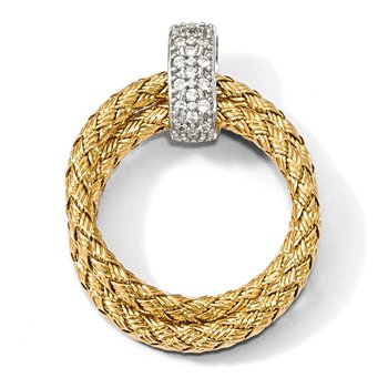 Sterling Silver Rhodium-plated Gold-plated CZ Braided Pendant QLF864