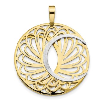 10K Two-tone Polished and Satin Pendant 10LF505