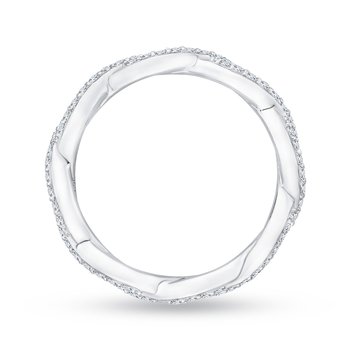14K White Gold Round Eternity Diamond Wedding Band with Criss-Cross Crossover Shank CA0088B-37W