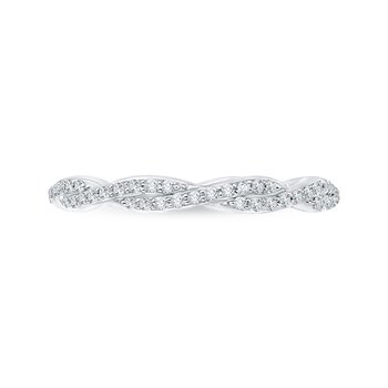 14K White Gold Round Eternity Diamond Wedding Band with Criss-Cross Crossover Shank CA0088B-37W
