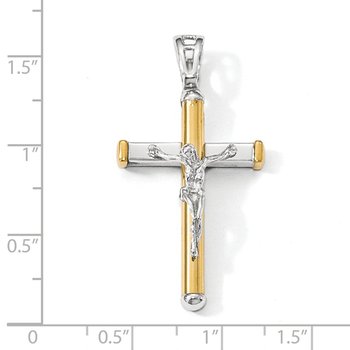 14K Two-tone Polished Crucifix Pendant LF862