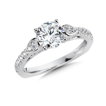 Winged Straight Engagement Ring w/ Spiral Diamond Undergallery R1035W