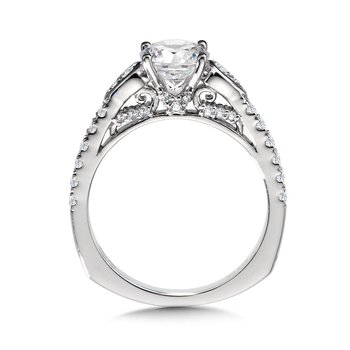 Winged Straight Engagement Ring w/ Spiral Diamond Undergallery R1035W