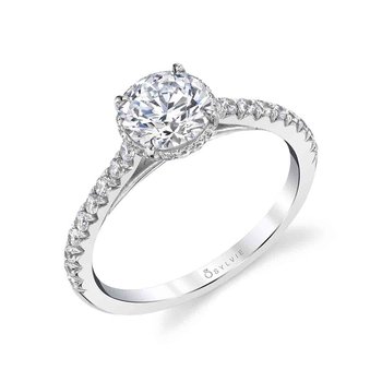 Round Cut Classic Hidden Halo Engagement Ring - Harmonie S1944