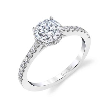 Round Cut Classic Hidden Halo Engagement Ring - Anastasia S1953