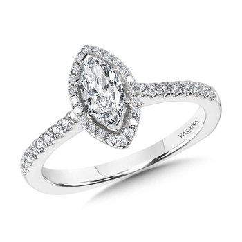 Marquise Diamond Straight Halo Engagement Ring R1096W