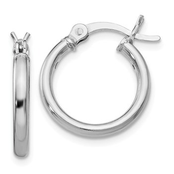 Sterling Silver Rhodium-plated Polished Hinged Hoop Earrings VA05