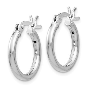 Sterling Silver Rhodium-plated Polished Hinged Hoop Earrings VA05