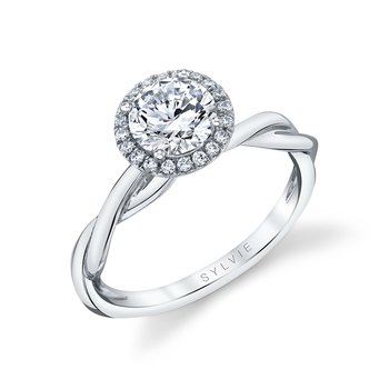 Cushion Cut Modern Halo Diamond Spiral Engagement Ring - Coralie S1724