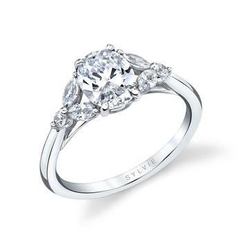 Oval Cut Unique Three Stone Engagement Ring - Alina S2609