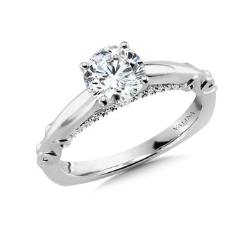 Diamond Solitaire Engagement Ring w/ Diamond Arch & Spiral Ungergallery R1040W