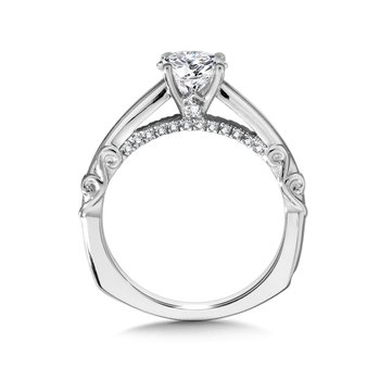 Diamond Solitaire Engagement Ring w/ Diamond Arch & Spiral Ungergallery R1040W