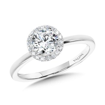 Classic Straight Halo Engagement Ring R1139W-SR