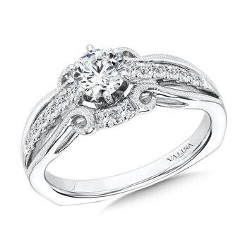 Vintage Six-Prong Milgrain Diamond Engagement Ring  R1067W