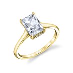 Sylvie Round Cut Solitaire Hidden Halo Engagement Ring - Carter S2683