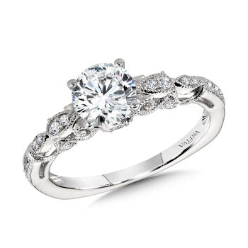 Vintage Milgrain & Filigree Accented Diamond Engagement Ring R1156W