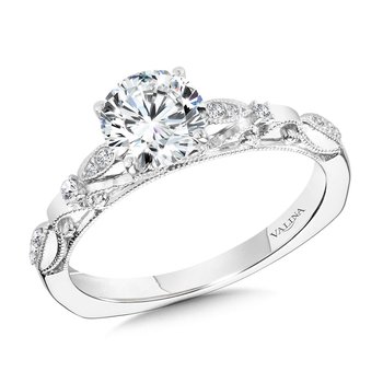 Vintage Milgrain & Filigree Accented Diamond Engagement Ring R1157W