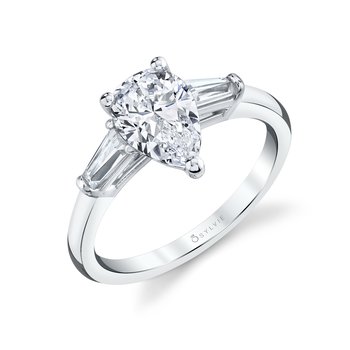 Oval Cut Three Stone Engagement Ring with Baguettes - Nicolette S3012S