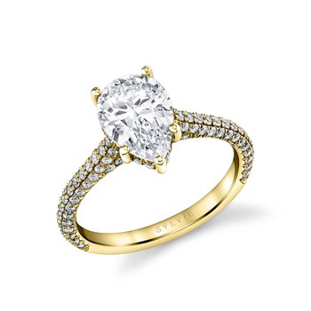 Pear Shape Hidden Halo Pave Engagement Ring - Peighton S2433