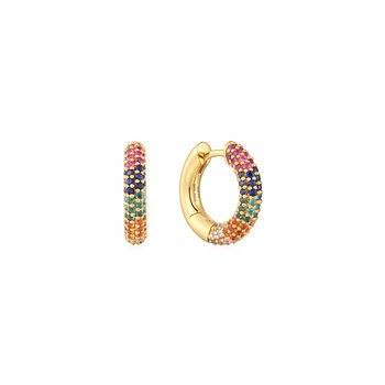 Gold Rainbow Huggie Hoop Earrings  E048-05G