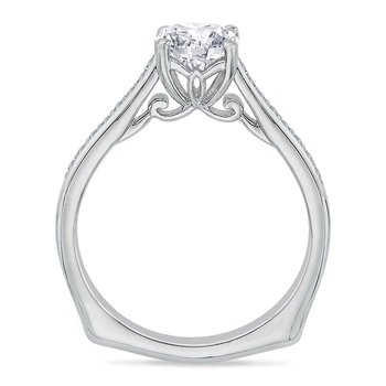 14K White Gold Cushion Cut Diamond Solitaire with Accents Engagement Ring (Semi-Mount) CAU0040E-37W