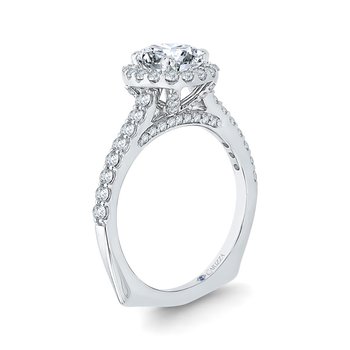 14K White Gold Princess Diamond Halo Engagement Ring (Semi-Mount) CAP0034E-37W