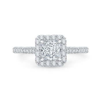 14K White Gold Princess Diamond Halo Engagement Ring (Semi-Mount) CAP0034E-37W