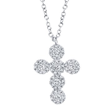 0.25Ct 14K W/G Diamond Cross Necklace SC55002817