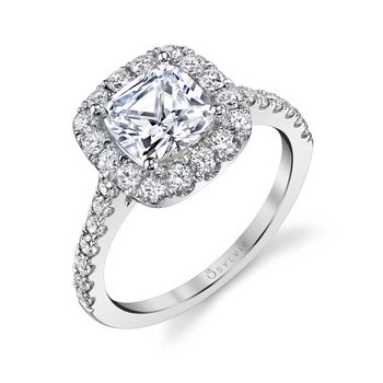 Round Cut Two Tone Classic Halo Engagement Ring - Jacalyn S1199