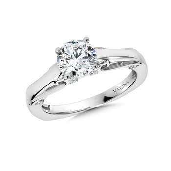 Diamond Solitaire Engagement Ring w/ Spiral Diamond Undergallery R1042W