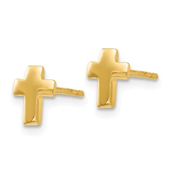 14K Polished Cross Post Earrings LE1103
