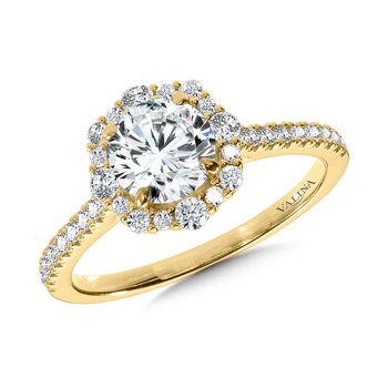 Modern Straight Halo Diamond Engagement Ring R1116Y-SR