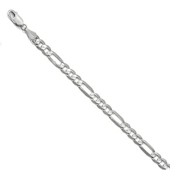14K White Gold 5.5mm Flat Figaro Chain 1303