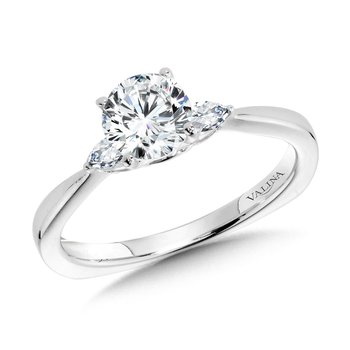 Tapered 3-Stone Round and Pear Diamond Engagement Ring  R1103W