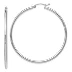 Leslie's 10K White Gold Polished Hinged Hoop Earrings TA41