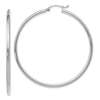 10K White Gold Polished Hinged Hoop Earrings TA41